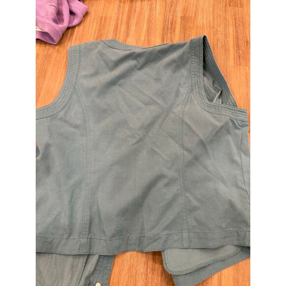VINTAGE ORVIS DENIM BUTTON DOWN VEST TEAL COLOR SIZE MEDIUM - Picture 6 of 9
